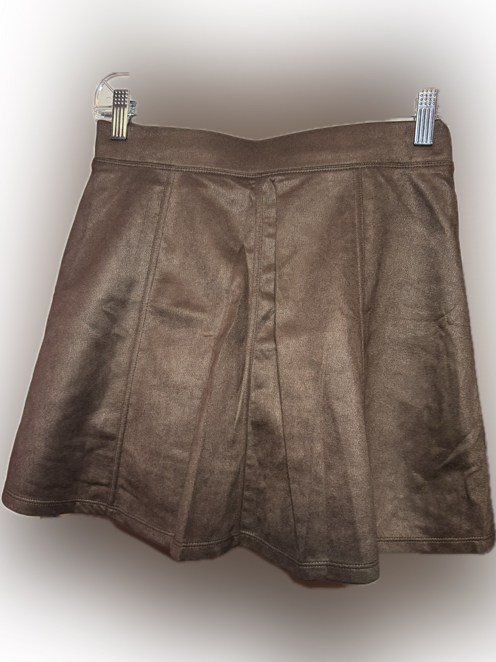 HALARA Brown Faux Suede Button-Front Skater Skort NWT - Picture 3 of 6